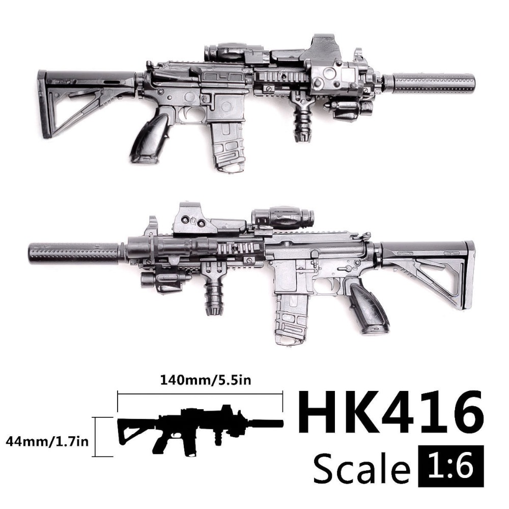 1:6 1/6 스케일 조립 액션 피규어 라이플 HK416 모델 건 1/100 병사 부품 및 구성 요소는 반다이 건담 모델 장난감에 사용할 수 있습니다